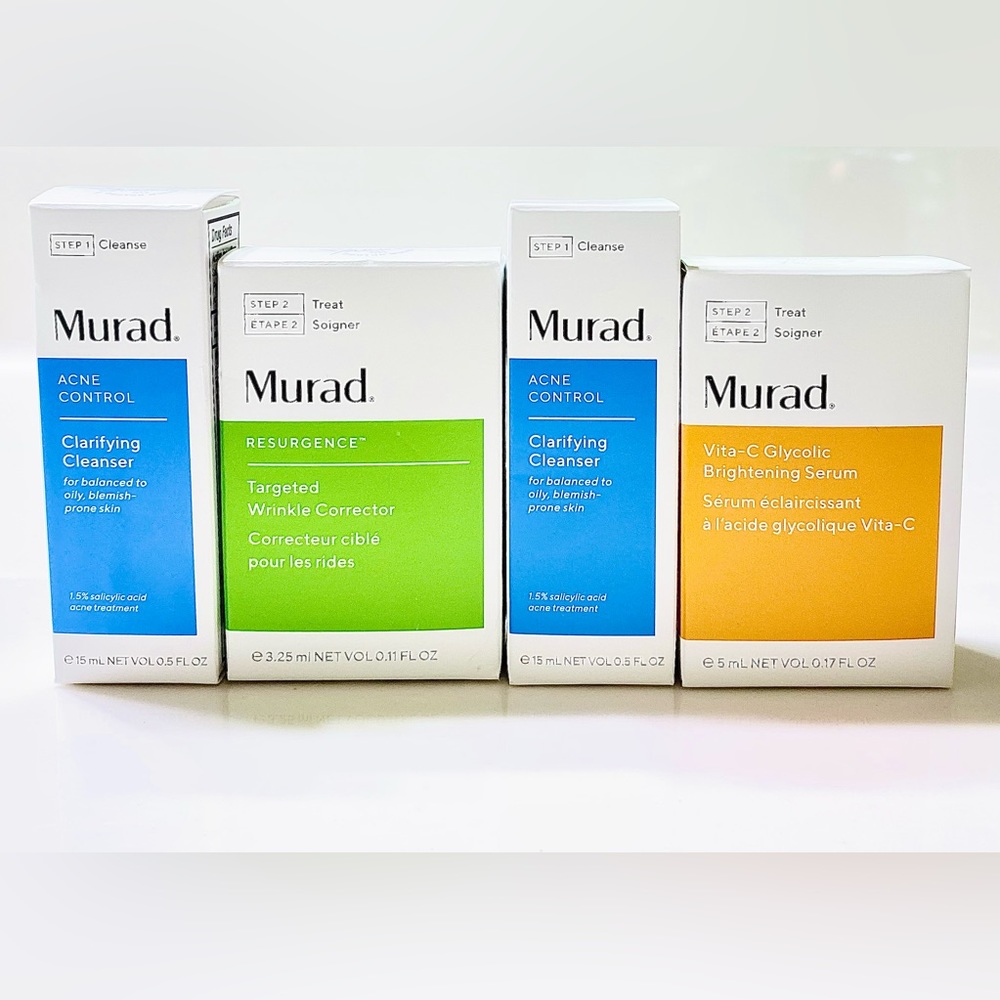 NEW Murad Skincare Travel Bundle Acne Cleanser, Winkle Corrector, Vita-C Serum